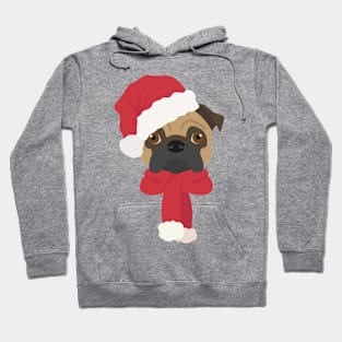 Christmas Pug Dog Face Hoodie